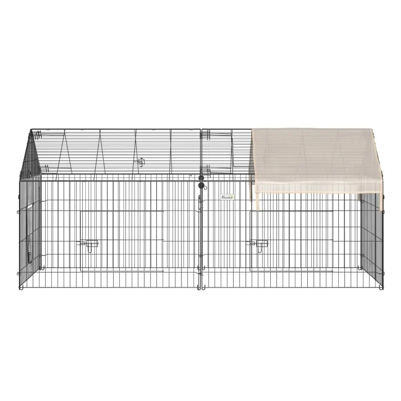 PawHut 7.2' Small Animal Playpen with Cover, Multifunctional Metal Pet Exercise Pen Large Metal Chicken Coop, Outdoor Bunny Pen, Easy to Store & Set-up, Beige