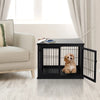 PawHut Dog Crate Furniture, Small Dog Cage End Table with Two Opening Sides, Lockable Door, Puppy Kennel Indoor, Cute and Decorative, Coffee