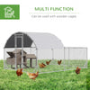 PawHut 13.1 ft Large Metal Chicken Coop for 12 Chickens, Walk-In Chicken Coop Run, Big Chicken House, Ducks Rabbit Enclosure for Backyard with Water-resistant and Anti-UV Cover