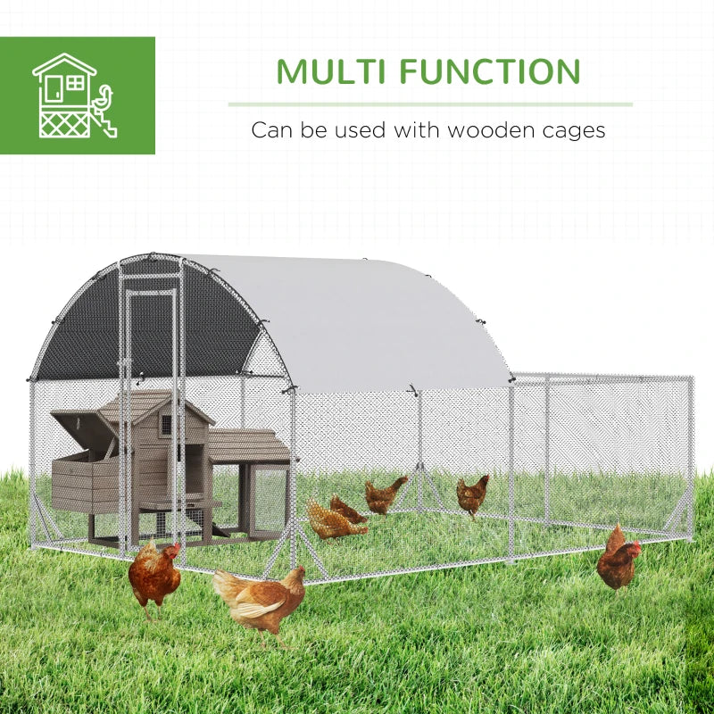 PawHut 18.7 ft Large Metal Chicken Coop for 18 Chickens, Walk-In Chicken Coop Run, Big Chicken House, Ducks Rabbit Enclosure for Backyard with Water-resistant and Anti-UV Cover