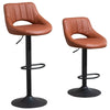 HOMCOM Modern Bar Stools Set of 2 Swivel Bar Height Barstools Chairs with Adjustable Height, Round Heavy Metal Base, and Footrest, Brown
