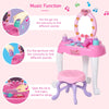 Qaba Kids Vanity Table and Stool, Beauty Pretend Play Set with Mirror, Lights, Sounds & Beauty Makeup Accessories for 3-Year-Olds, Pink