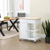 HOMCOM Kitchen Island Cart, Rolling Kitchen Island with Storage, Solid Wood Top, Drawer, for Dining Room, White