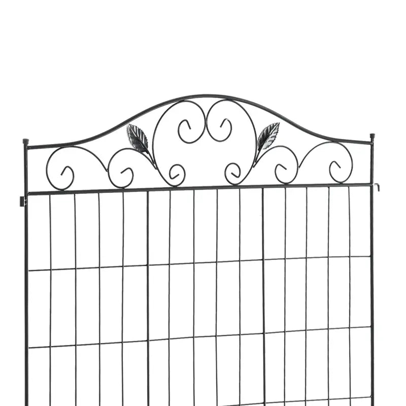 Outsunny Garden Arbor Arch Gate with Trellis Sides for Climbing Plants, Wedding Ceremony Decorations, Grape Vines, Locking Doors, Flourishes & Arrow Tips, Black