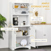 HOMCOM Accent Kitchen Buffet and Hutch Wooden Storage Cabinet with Glass Framed Door, and Microwave Space, White