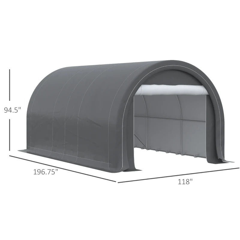 Outsunny 10' x 16' Carport, Heavy Duty Portable Garage / Storage Tent with Large Zippered Door, Anti-UV PE Canopy Cover for Car, Truck, Boat, Motorcycle, Bike, Garden Tools, Outdoor Work, White