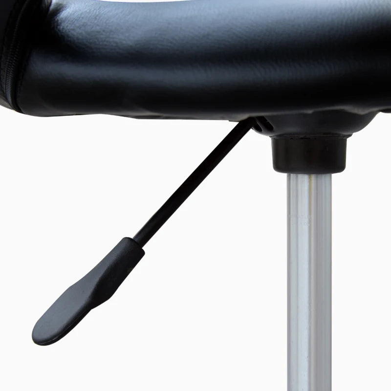 HOMCOM Rolling Saddle Stool, Swivel Salon Chair, Ergonomic Faux Leather Stool, Adjustable Height with Wheels for Spa, Salon, Massage, Office, Black