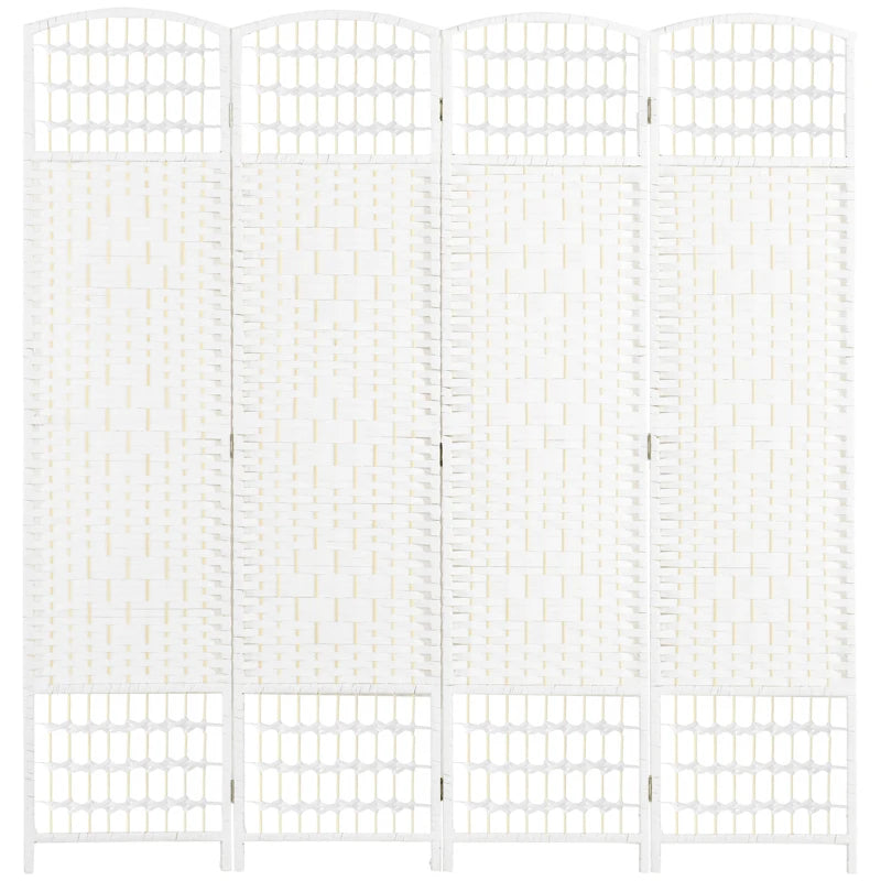 HOMCOM 6 Panel Folding Room Divider Portable Privacy Screen Wave Fiber Room Partition for Home Office White