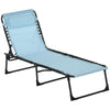Outsunny 3-Position Reclining Beach Chair Chaise Lounge Folding Chair - Cream White