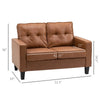 HOMCOM 2-Seat Loveseat Sofa Linen-Touch Fabric Upholstered Tufted Couch Rubberwood Legs