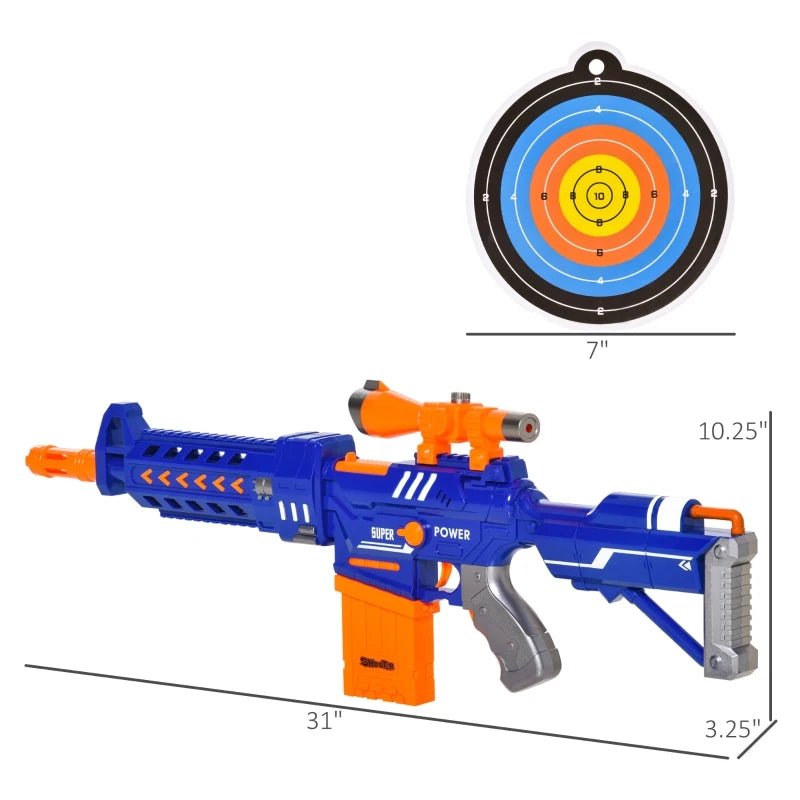 Qaba Automatic Toy Foam Dart Blaster with Sight 20 EVA Refill and Target Board