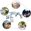 Outsunny 53" Camping Table with 4 seat Portable Foldable Picnic Table with Seats and Umbrella Hole, 4-Person Fold Up Travel Picnic Table, Grey