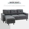 HOMCOM Elegant 3 Piece Sofa Chaise Lounge Set with Wooden Leg Footstool, & Large Multifunctional Loveseat - Brown