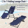 Outsunny Tanning Chair, 2-in-1 Beach Lounge Chair & Camping Chair w/ Pillow & Pocket, Adjustable Chaise for Sunbathing Outside, Patio, Poolside, Navy