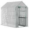 Outsunny 47.25" x 73.25" x 74.25" Walk-in Greenhouse, Outdoor Portable Plant Flower Growing Warm House with Roll-up Door and 4 Shelves, White