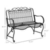Outsunny Metal Park Bench for Front Porch, Loveseat Like 2 Person, Armrests, Steel Frame, European Antique Style Outdoor Furniture, Black