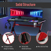 HOMCOM 43in Gaming Desk with RGB LED Lights Racing Style Gaming Table with Cup Holder & Cable Management, Red