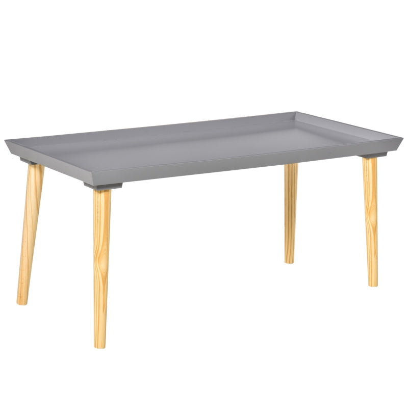 HOMCOM Modern Wood Tray Top Coffee Table, Grey
