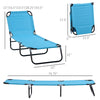 Outsunny Folding Chaise Lounge Pool Chairs, Outdoor Sun Tanning Chairs with Pillow, Reclining Back, Steel Frame & Breathable Mesh for Beach, Yard, Patio, Light Blue