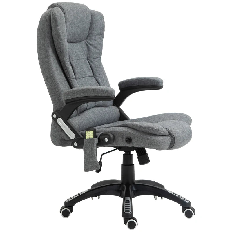 Vinsetto 6 Point Vibrating Massage Office Chair High Back Executive Heated Chair with 5 Modes Reclining Backrest Padded Armrest, Grey