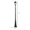 Outsunny 92.5" Outdoor Lamp Post Light, Solar-Powered Streetlight, w/ Clear Glass, Black