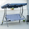 Outsunny 2 Person Adjustable Patio Swing Chair w/ Mesh Seats and Steel Frame, Blue