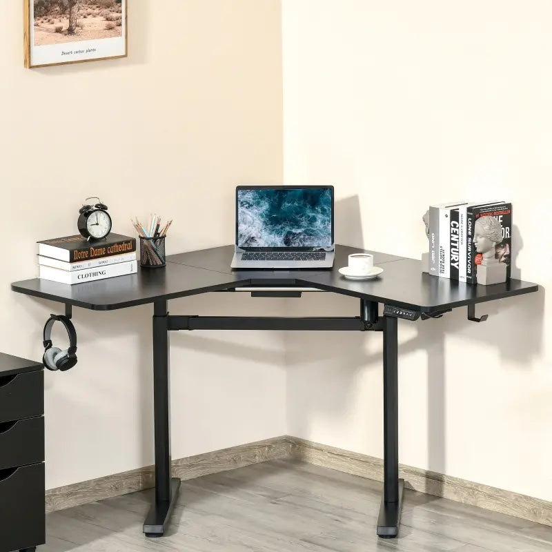 Vinsetto 65.75" Adjustable Height Standing Desk, V-Shaped Computer Desk Workstation for Home, Office, White