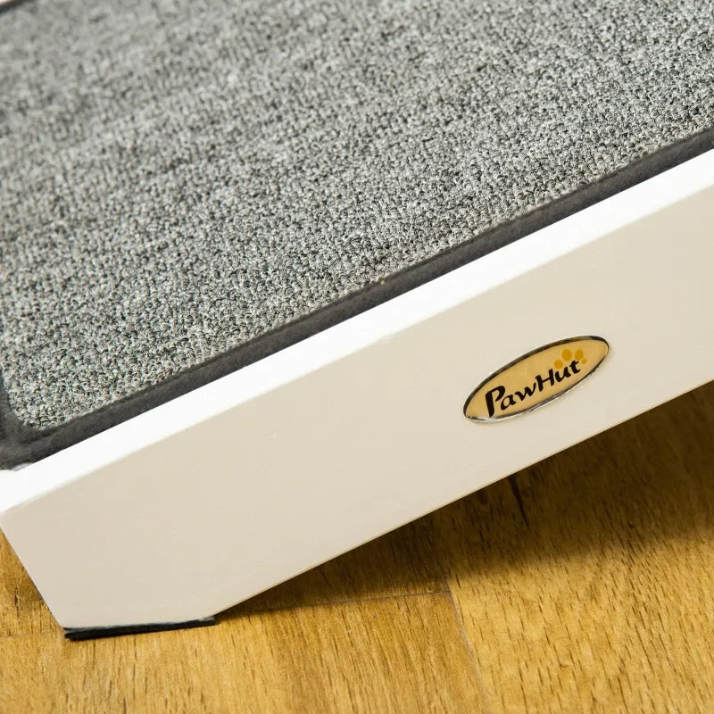 PawHut Dog Ramp Foldable with Non-slip Carpet Top Platform, Grey, White