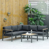 Outsunny 4 PC Aluminum Garden Sofa Set Widened Seat, Coffee Table & Cushions, Cream