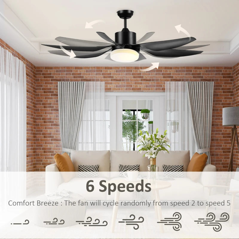 HOMCOM 52" Reversible Indoor Ceiling Fan with Light, Modern Mount LED Lighting Fan with Remote Control, for Bedroom, and Living Room, White-1