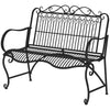 Outsunny 50" Outdoor Garden Bench, Park Style Patio Bench with a 2 Person Loveseat Design, Wood & Metal with Antique-like Flourishes for Backyard, Deck, Lawn, Outside Pool, Teak