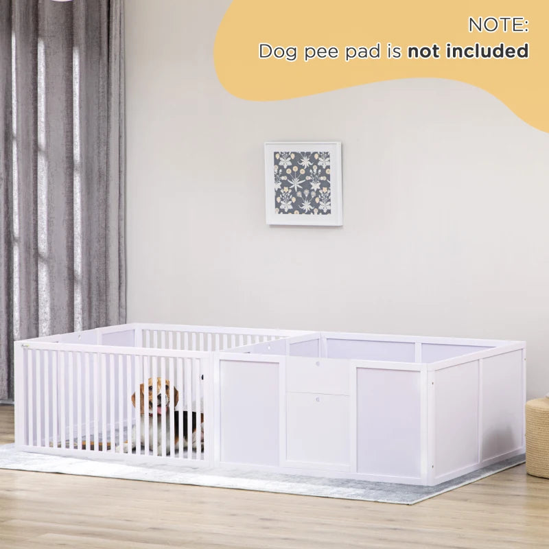 PawHut Whelping Box for Dogs Built for Mother's Comfort, Dog Whelping Pen with Removable Doors, Puppy Playpen for Indoors, Newborn Puppy Supplies & Essentials, 81" x 39" x 20", White