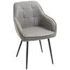 HOMCOM Modern Style Dining Chair Back Accent Chair with PU Leather Upholstery and Metal Legs for Living Room, Light Grey