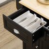 HOMCOM Triple-Cabinet Kitchen Island on Wheels, Kitchen Storage Cabinet with Drawers, Rolling Utility Cart Dark Gray