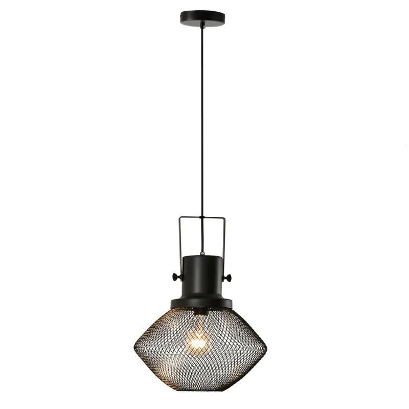 HOMCOM Industrial Chandelier Lamp with Adjustable Hanging Chain Metal Round Base Home