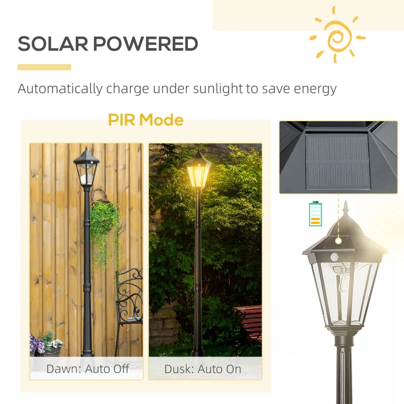 Outsunny 76.5" Solar Lamp Post Light Outdoor All Weather Protection, for Backyard, White