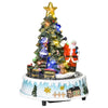 HOMCOM Animated Christmas Tree Scene, Pre-Lit Musical Collectable Decor with Moving Train and Santa, Winter Wonderland Set for Indoor Holiday Display