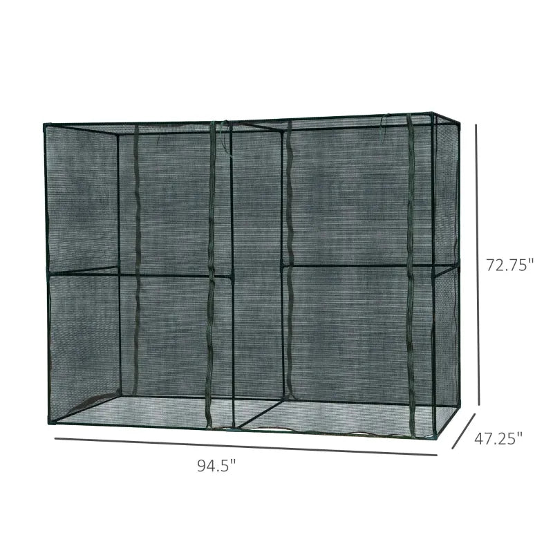 Outsunny 4' x 8' Walk-in Crop Cage with High-Quality HDPE Cover & 2 Zippered Doors for Plants/Herbs