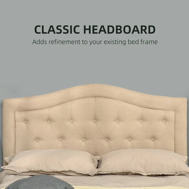 HOMCOM Upholstered Headboard, Button Tufted Bedhead Board, Home Bedroom Decoration for Full-Sized Beds, Grey