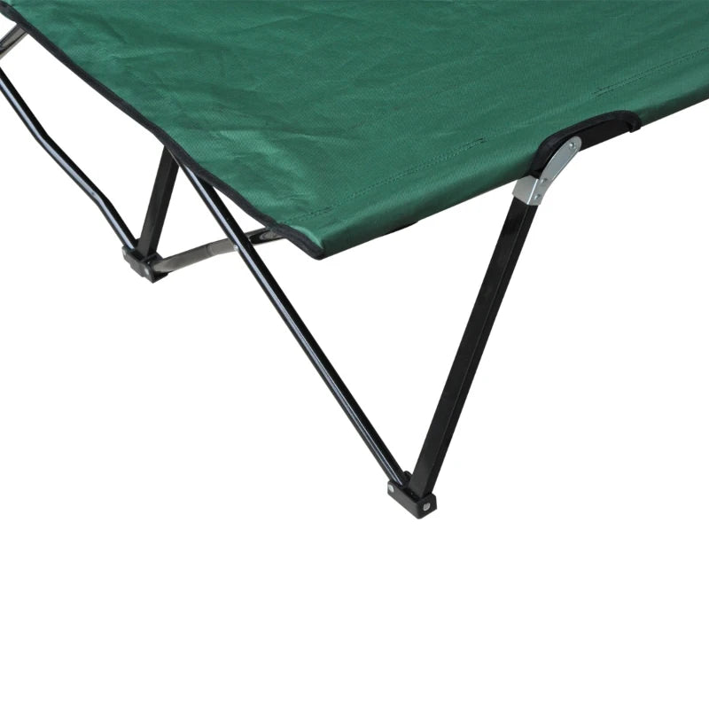 Outsunny Folding Camping Cot, Double Layer Heavy Duty Sleeping Cot with Carry Bag, Headrest, 2-Sided Reversible Mattress, Portable & Lightweight Cot Bed, Gray
