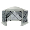 Outsunny 6-Sided Hexagon Pop Up Party Tent Gazebo with Mesh Netting Walls & Shaded Interior, 12' x 12', Flower