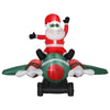 HOMCOM 7.3 ft Long Christmas Inflatable Santa Claus Flying A Plane with LED Lights, Xmas Blow Up w/ Auto Set-Up for Front Yard