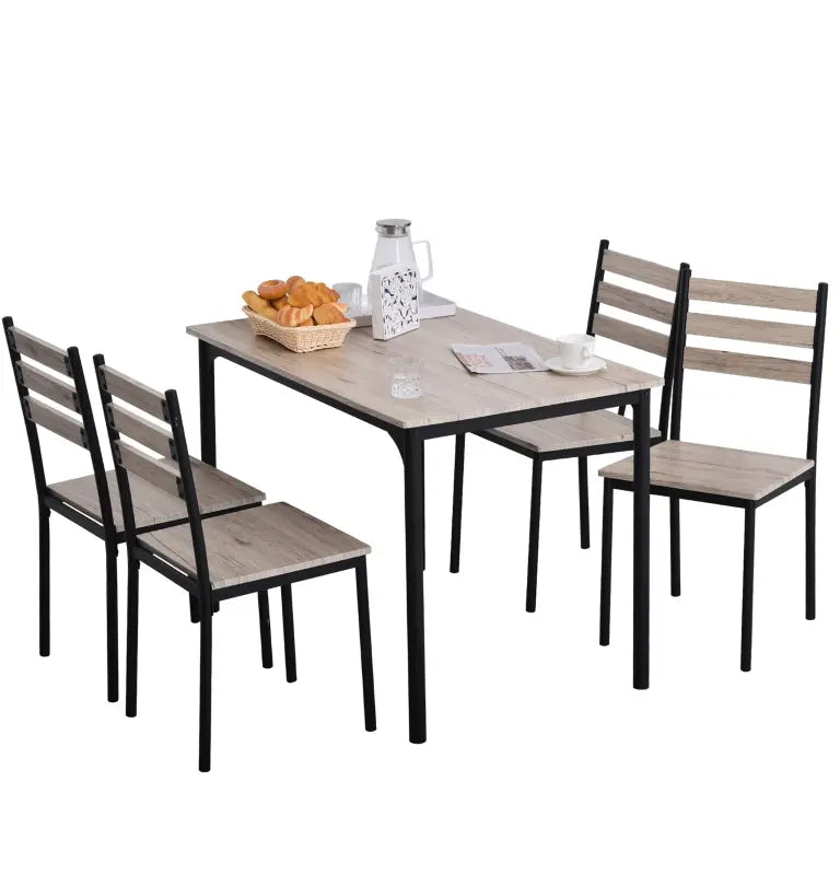 HOMCOM Modern Dining Table Set for 4, 5-Piece Kitchen Table Set, Rectangular Dining Table and 4 Chairs for Kitchen, Dining Room, Dinette, Breakfast Nook, Brown