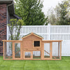 PawHut 75" Wooden Chicken Coop Hen House Poultry Cage for Backyard with Outdoor Run Removable Tray and Nesting Box