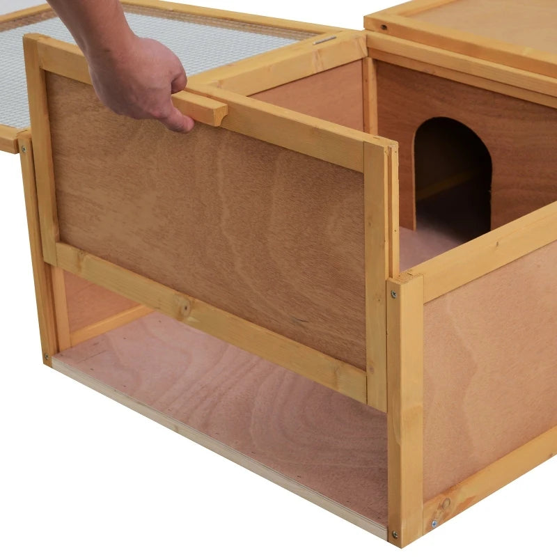 PawHut Wooden Reptile Cage with 3 Windows Slide-out Tray for Turtles, Lizards, Snakes