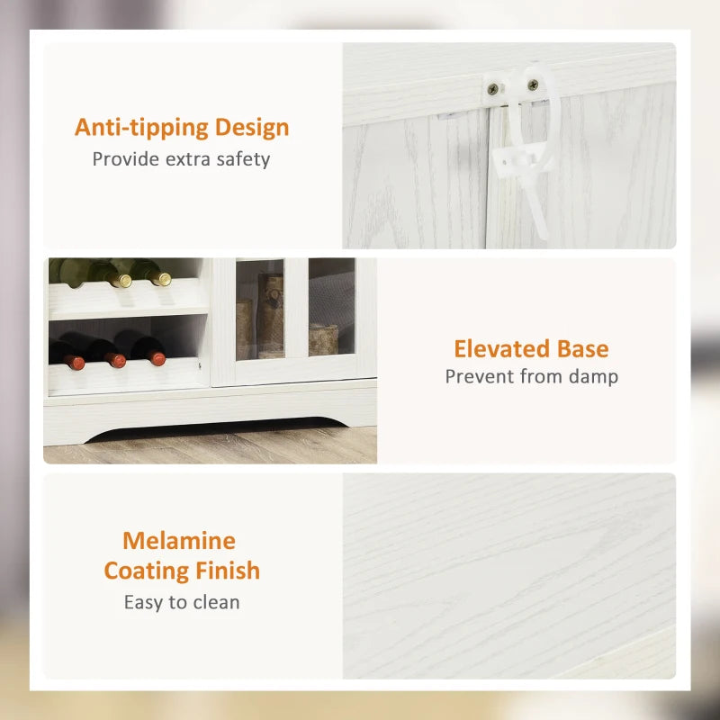HOMCOM Sideboard Buffet Cabinet, Kitchen Cabinet with Metal Grid Flip Drawer, Adjustable Shelf, Accent Cabinet for Living Room, Walnut