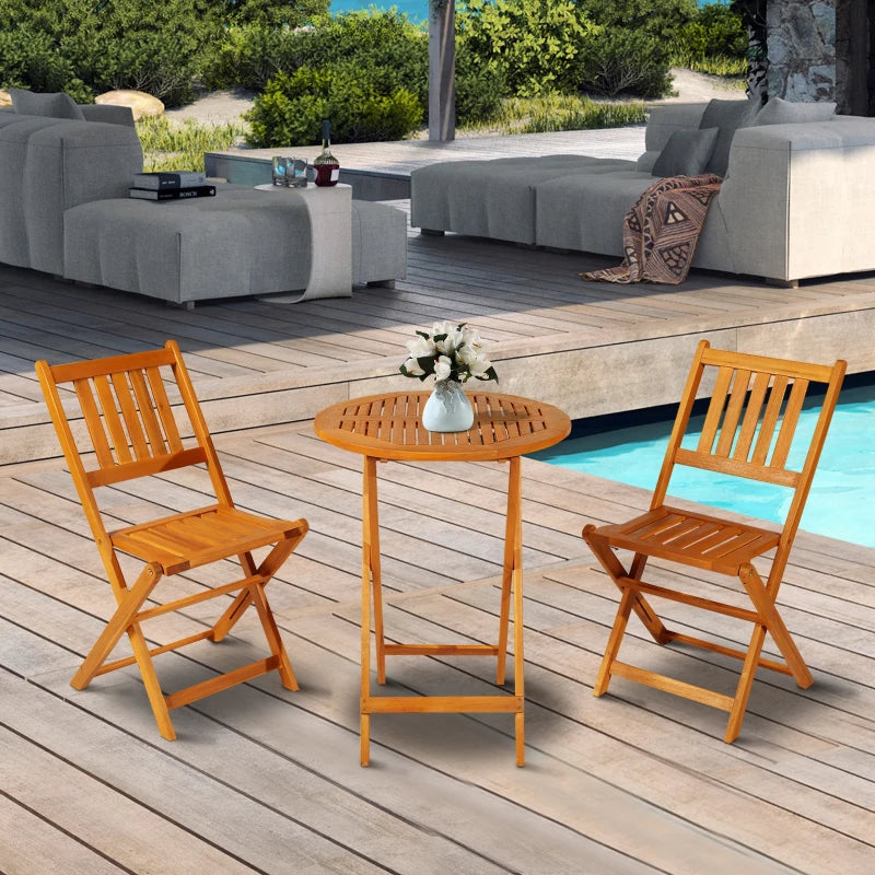 Outsunny 5-Piece Outdoor Garden Bistro Table Set with Clean Stylish Design, Woodgrain Plastic Top & Draining Slat Design