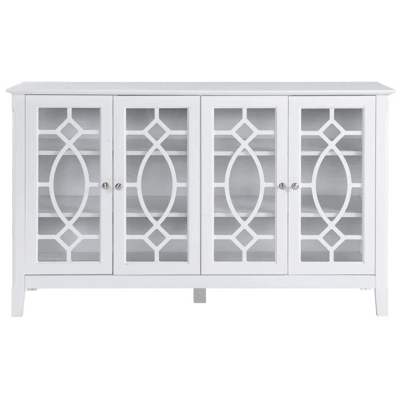 HOMCOM Sideboard Buffet Cabinet with Storage, Credenza,Coffee Bar Cabinet with Glass Doors, White