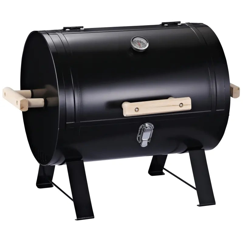 Outsunny 20" Charcoal Barbecue Grill with Wooden Handle Portable Outdoor Camping Charcoal Barbecue Grill Improved Air Circulation