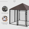 PawHut Outdoor Dog Kennel, Puppy Play Pen with Canopy Garden Playpen Fence Crate, Enclosure Cage w/ Rotating Bowl, 55.5" x 55.5" x 48", Black